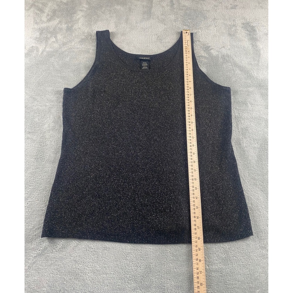 Lane Bryant Womens 22/24 Black Silver Metallic Ribbed Knit Tank Top Scoop Neck - Picture 5 of 8